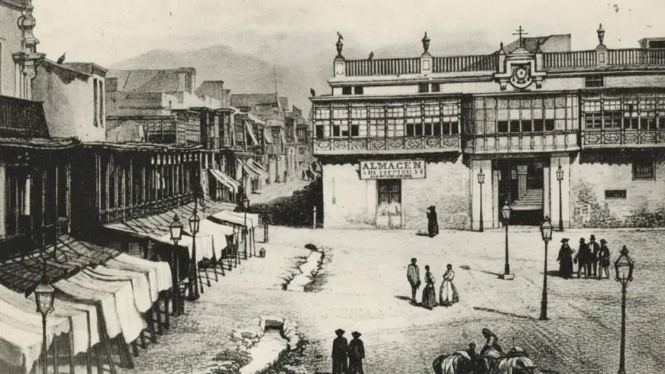 Drawing of neighborhoods and squares in Lima, capital of Peru