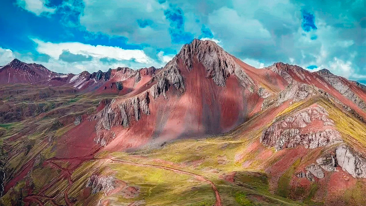 Panoramic view of Pallay Punchu, a rainbow mountain in Cusco highlighted by National Geographic
