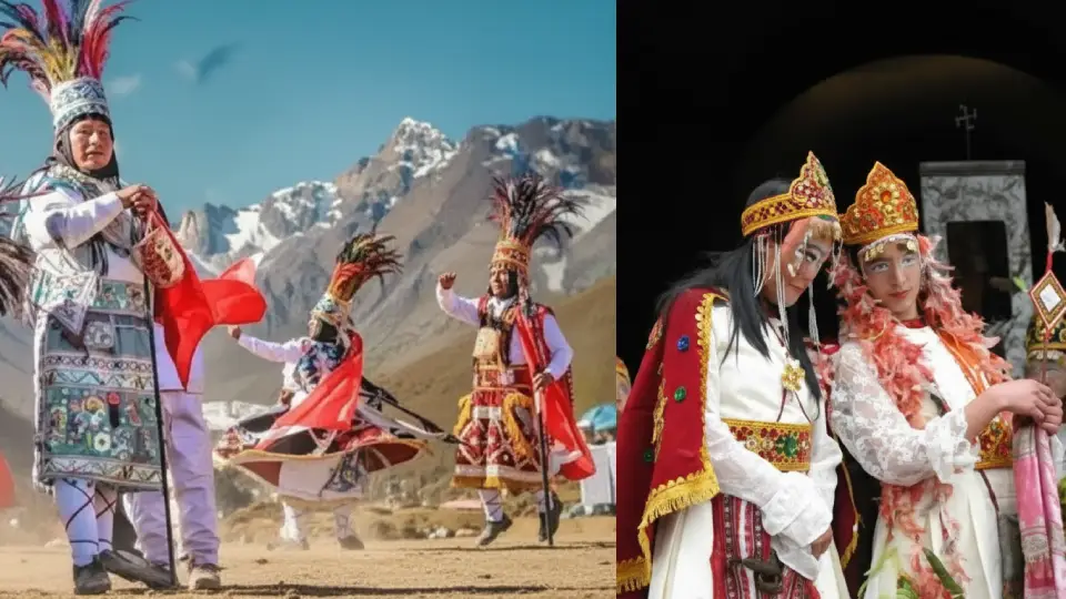 Dancers of Qhapaq Chunchu and Chunchachas at the sanctuary of the Lord of Qoyllority