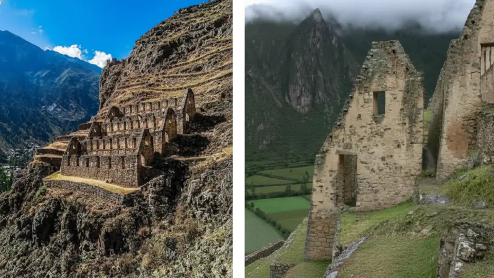 Image showing the Inca Qolcas of Pinkuylluna in the Sacred Valley of the Incas