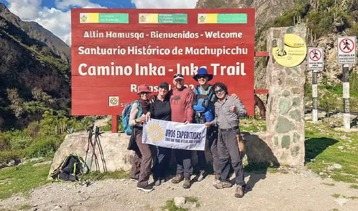 Starting point of the Classic Inca Trail at Piskacucho, Km 82, beginning the 4 Days 3 Nights trek to Machu Picchu in Cusco, Peru