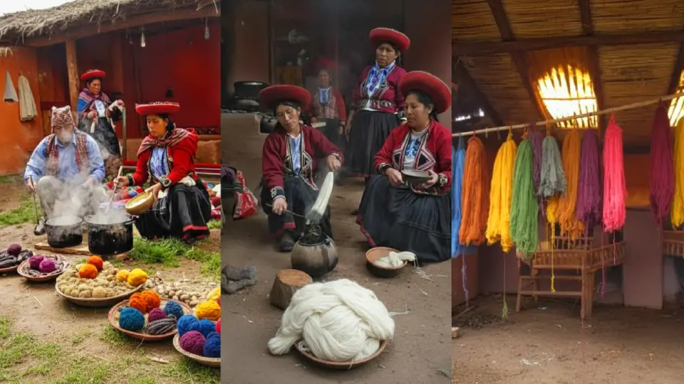 Dyeing alpaca and sheep fibers at Chinchero textile centers