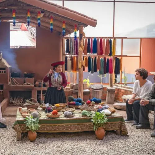 Explanation about the textiles in the weaving centers in Chinchero