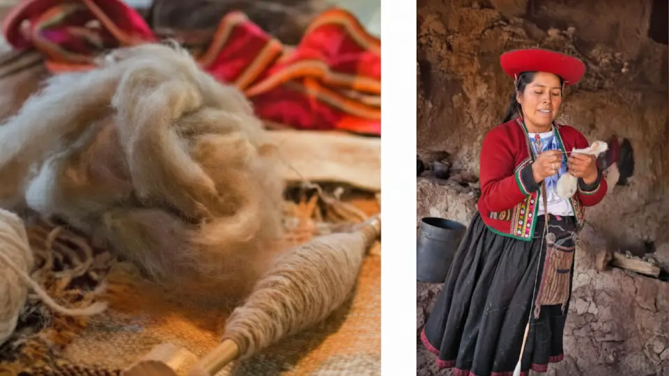 Hilado a mano en los centros textiles de Chinchero