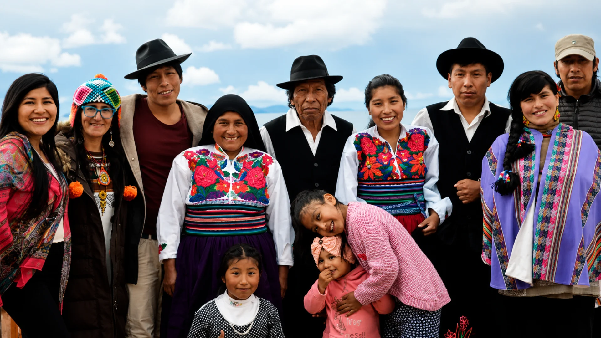 Travelers meeting local families during a cultural Uros Islands tour