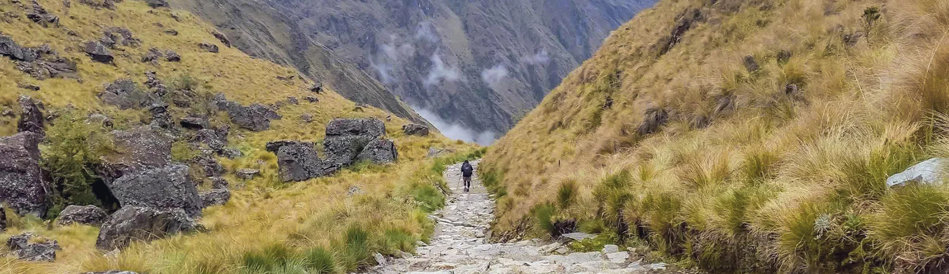 paso warmiwañusca en el Camino Inca Clásico a Machu Picchu. el punto más alto y desafiante del trekking